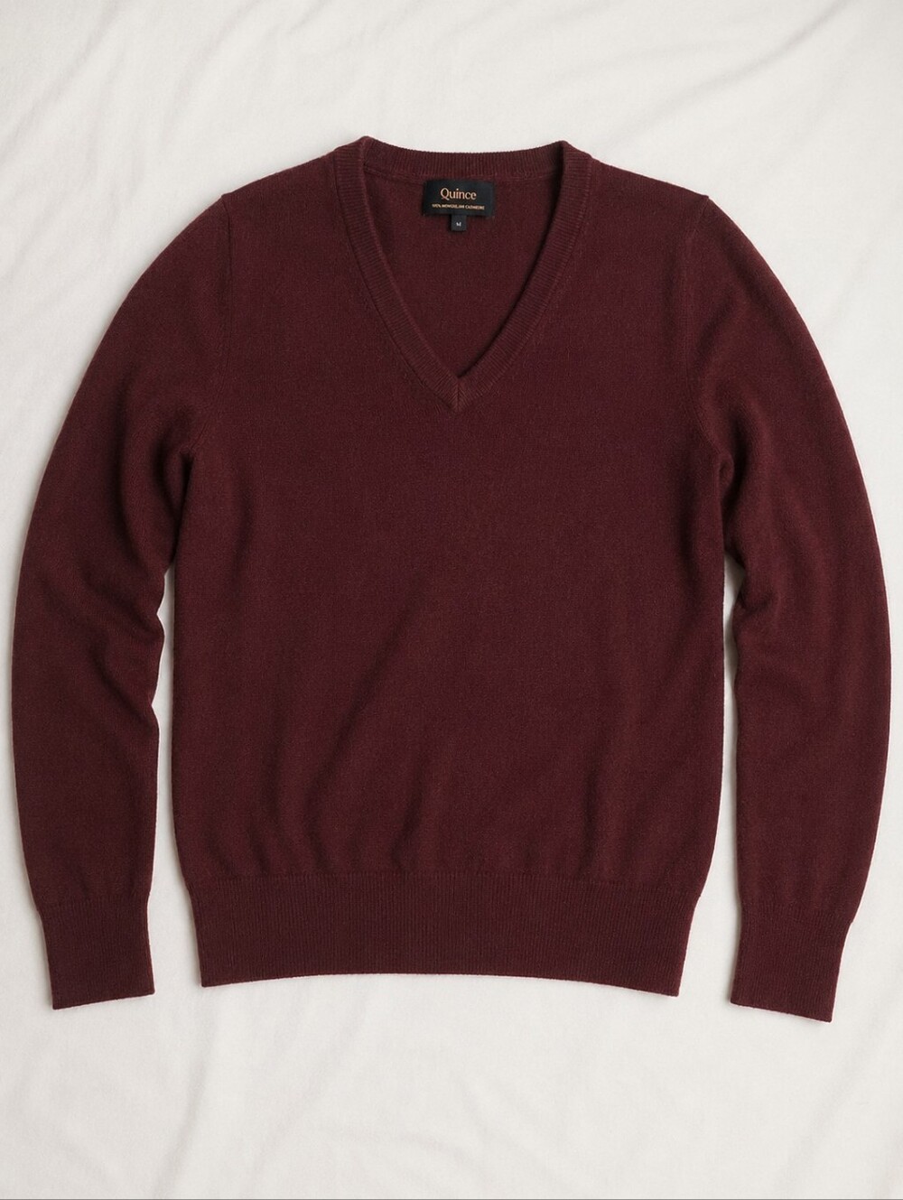 Quince 100% Mongolian Cashmere V-Neck Sweater XS Burgundy Wine Red